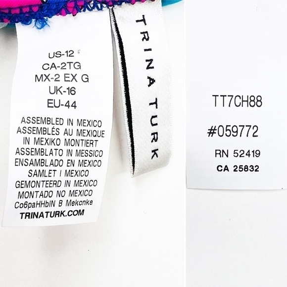 Trina Turk Bikini Top High Neck Tapestry Design Size 12 Halter Keyhole New NWT - Picture 9 of 11